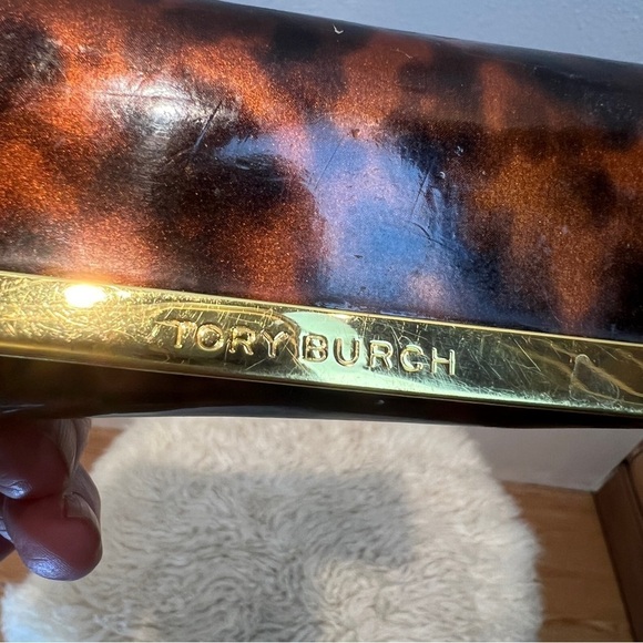 TORY BURCH Black Plastic Eye Glass Frames with animal print Case. - Picture 2 of 6